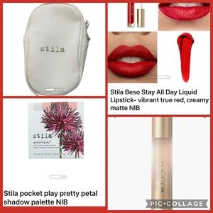 Stila NWT Makeup Bundle all NWT Crossbody bag, eyeshadow, lipstick & plumper